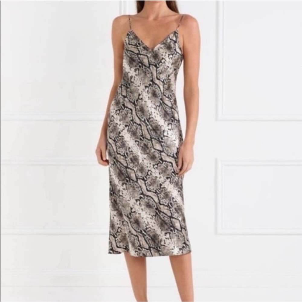 Cami NYC the Raven Silk Bias Slip Dress in Snake Midi Dress